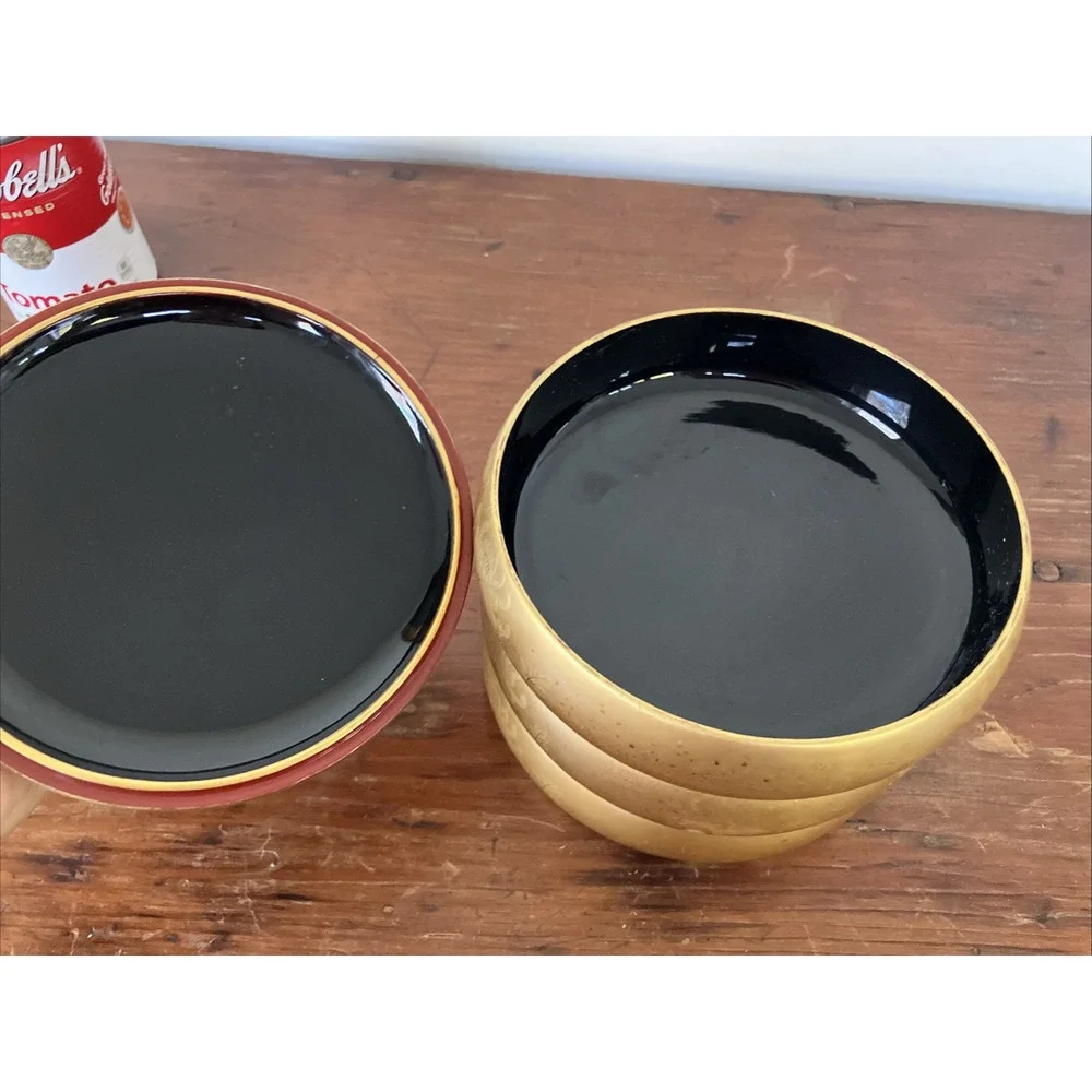 Japanese Stacking Lacquerware Bowls Containers Bento Boxes Tea Ceremony Gold